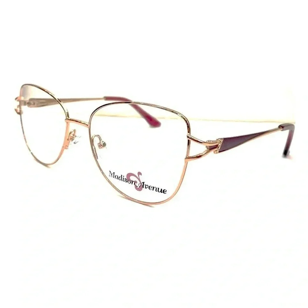 Madison Avenue Women's MAL131  Cat Eye Eyeglasses, Frames Rose Gold-Tone, NWT